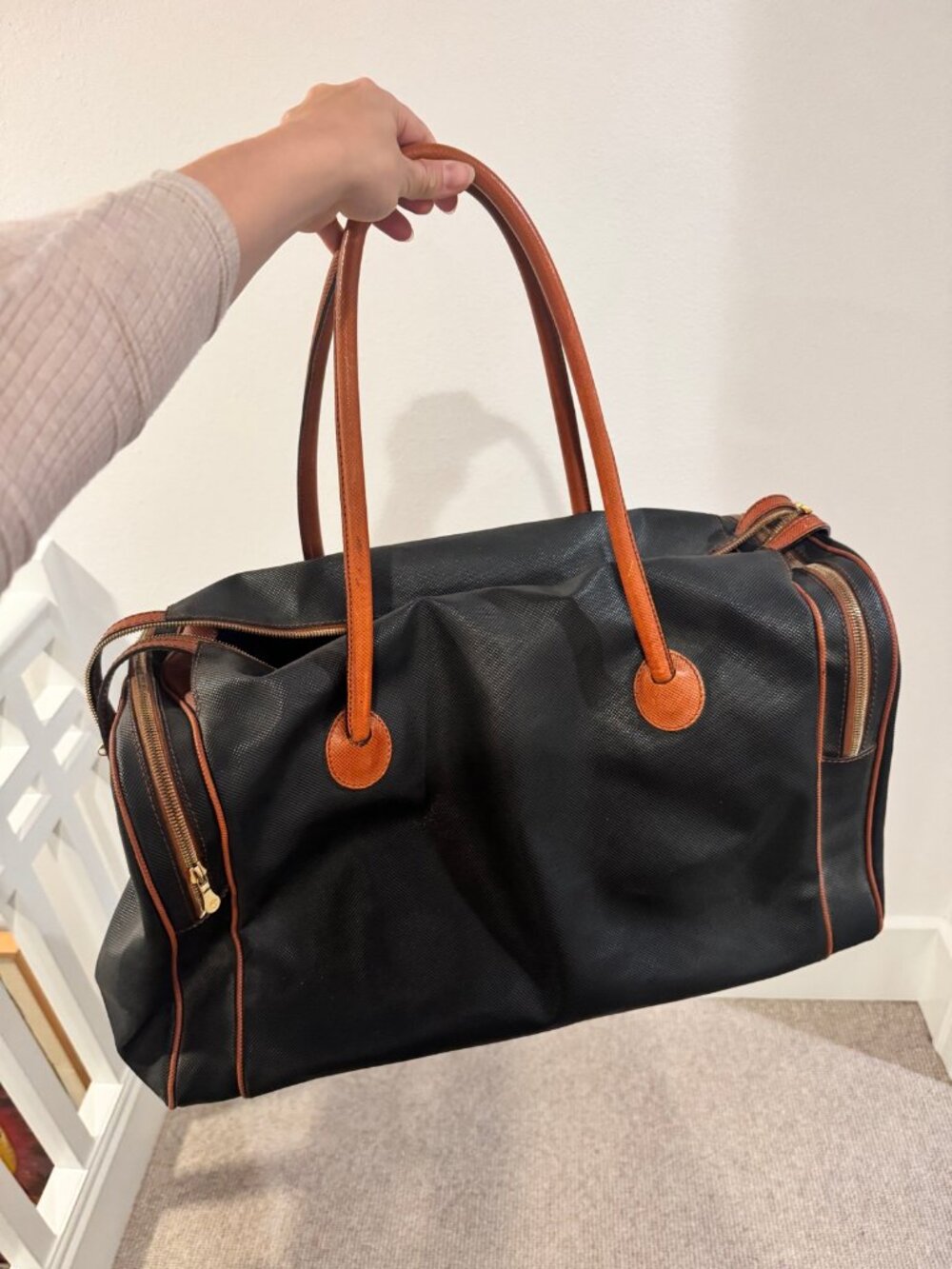 Vintage Bottega Veneta Black Travel Weekender Bag
